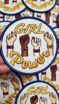 Exclusive: "Girl Power Fist" Female Empowerment Patch, Feminist Fist Patch, All Skintones Colorful Iron-on Patch; DIY Patch, Size 3", 1-pc