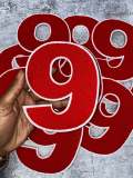 Numbers: 6" Large "RED/WHITE" Varsity Patches, Chenille w/Felt Letters, 1-pc, Choose Your Letter, 0 to 9 Patch, Iron-on, Jacket Patch
