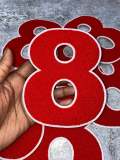 Numbers: 6" Large "RED/WHITE" Varsity Patches, Chenille w/Felt Letters, 1-pc, Choose Your Letter, 0 to 9 Patch, Iron-on, Jacket Patch