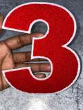 Numbers: 6" Large "RED/WHITE" Varsity Patches, Chenille w/Felt Letters, 1-pc, Choose Your Letter, 0 to 9 Patch, Iron-on, Jacket Patch