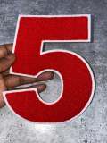 Numbers: 6" Large "RED/WHITE" Varsity Patches, Chenille w/Felt Letters, 1-pc, Choose Your Letter, 0 to 9 Patch, Iron-on, Jacket Patch