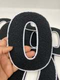 Numbers: 6" Large "White/Black" Varsity Patches, Chenille w/Felt Letters, 1-pc, Choose Your Letter, 0 to 9 Patch, Iron-on, Jacket Patch