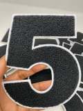 Numbers: 6" Large "White/Black" Varsity Patches, Chenille w/Felt Letters, 1-pc, Choose Your Letter, 0 to 9 Patch, Iron-on, Jacket Patch