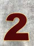 Numbers: 6" Large "Burgundy/Beige" Varsity Patches, Chenille w/Felt Letters, 1-pc, Choose Your Letter, 0 to 9 Patch, Iron-on, Jacket Patch