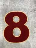 Numbers: 6" Large "Burgundy/Beige" Varsity Patches, Chenille w/Felt Letters, 1-pc, Choose Your Letter, 0 to 9 Patch, Iron-on, Jacket Patch