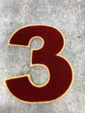 Numbers: 6" Large "Burgundy/Beige" Varsity Patches, Chenille w/Felt Letters, 1-pc, Choose Your Letter, 0 to 9 Patch, Iron-on, Jacket Patch