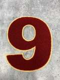 Numbers: 6" Large "Burgundy/Beige" Varsity Patches, Chenille w/Felt Letters, 1-pc, Choose Your Letter, 0 to 9 Patch, Iron-on, Jacket Patch
