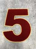 Numbers: 6" Large "Burgundy/Beige" Varsity Patches, Chenille w/Felt Letters, 1-pc, Choose Your Letter, 0 to 9 Patch, Iron-on, Jacket Patch