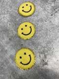 New: Yellow, Chenille "Smile Patch" w/ Gold Glitter, Size 2.5", Smiley Face Patch with Iron-on Backing, Fuzzy Happy Face Applique, Fun Patch