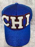 New, Exclusive Chenille "CHI" Blue/Red/White Messy Bun/Ponytail Hat, Glitter Hat, Sparkling Bad Hair Day Hat, Gift for Her, Fashionable Hat