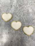 New: White, Chenille 1-pc "Heart Patch" w/ Gold Glitter, Size 2.5", Love Patch with Iron-on Backing, Fuzzy Applique, Iron-on Patch for Girls