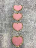 New: Light Pink, 1-pc, Chenille "Heart" Patch w/ Gold Glitter, Size 2.5", Love Badge, Heart Patch with Iron-on Backing, Fuzzy Applique, DIY