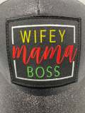 Exclusive “Wifey, Mama, Boss" Black Glitter Messy Bun/Ponytail Hat, Glitter Hat, Sparkling Bad Hair Day Hat, Gift for Her, Fashionable Hat