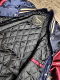 Limited Edition: Satin Navy Blue|Burgundy|Beige Varsity Jacket with Ribbed Cuffs, Interior Zipper, Fashionable Jacket, Starter Sports Jacket