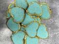 New: Aqua Blue, 1-pc, Chenille "Heart Patch" w/Gold Glitter, Size 2.5", Love Patch w/ Iron-on Backing, Fuzzy Applique, Iron-on Patch