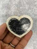 New: Black, 1-pc Chenille "Heart Patch" w/Gold Glitter, Size 2.5", Love Patch w/ Iron-on Backing, Fuzzy Iron-on Patch for Girls, Small Patch