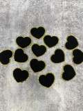 New: Black, 1-pc Chenille "Heart Patch" w/Gold Glitter, Size 2.5", Love Patch w/ Iron-on Backing, Fuzzy Iron-on Patch for Girls, Small Patch