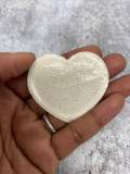 New: White, Chenille 1-pc "Heart Patch" w/ Gold Glitter, Size 2.5", Love Patch with Iron-on Backing, Fuzzy Applique, Iron-on Patch for Girls