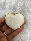 New: White, Chenille 1-pc "Heart Patch" w/ Gold Glitter, Size 2.5", Love Patch with Iron-on Backing, Fuzzy Applique, Iron-on Patch for Girls