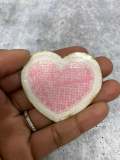 New: Light Pink, 1-pc, Chenille "Heart" Patch w/ Gold Glitter, Size 2.5", Love Badge, Heart Patch with Iron-on Backing, Fuzzy Applique, DIY