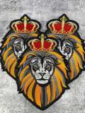 Exclusive: 1-pc "Royal Lion w/Red Crown" 100% Embroidered Iron on Patch, DIY Applique, Large Patch, Size 9", Gifts for Him, Jacket Patch