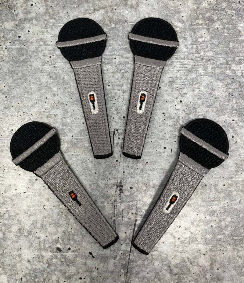 New, 1-pc "Microphone" Applique, Vintage Iron on Patch, Music Lovers Patch, Embroidered Patch, DIY Patch for Jackets, Size 3"