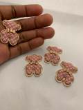 Exclusive, Mauve Pink "Bear" Tufted w/Gold Bow Charm, 1-pc Flatback Charm for CR O CS, Phone Cases, Sunglasses, Decor, and More! Size 2"