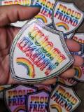 Pride Collection: 1-pc, "Proud  Friend" Support Badge, Sz 3.5" Embroidered Iron-on Patch/LGBTQ Patch for Jackets, Hats, Crocs