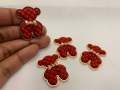 Exclusive, RED "Bear" Tufted w/Gold Bow Charm, 1-pc Flatback Charm for CR O CS, Phone Cases, Sunglasses, Decor, and More! Size 2"