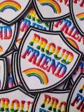 Pride Collection: 1-pc, "Proud  Friend" Support Badge, Sz 3.5" Embroidered Iron-on Patch/LGBTQ Patch for Jackets, Hats, Crocs