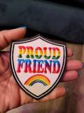 Pride Collection: 1-pc, "Proud  Friend" Support Badge, Sz 3.5" Embroidered Iron-on Patch/LGBTQ Patch for Jackets, Hats, Crocs
