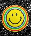Super Happy "Smily Face Emoji" Circular Patch, Embroidered Iron On Patch, Fashion Patch for Clothing, 3-inch x 3-inch badge