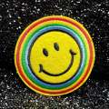 Super Happy "Smily Face Emoji" Circular Patch, Embroidered Iron On Patch, Fashion Patch for Clothing, 3-inch x 3-inch badge