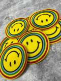 Super Happy "Smily Face Emoji" Circular Patch, Embroidered Iron On Patch, Fashion Patch for Clothing, 3-inch x 3-inch badge