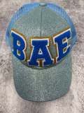 Chenille "BAE" Blue/Gold/White Messy Bun/Ponytail Hat, Glitter Hat, Cute Bad Hair Day Hat, Fashionable Hat for Spring and Summer Hairstyle