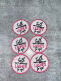 NEW,"Talk Lashes To Me", 1 Pc. Makeup Lovers Badge, Iron-on Merit Badge, 100% Embroidered, DIY Appliques, Great for MUA's & Women, 2.5 in"