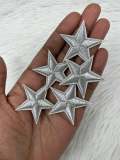 2pc/Mini SILVER Star Applique Set, Star Patch, 1" inch Small Stars, Cool Applique, Iron-on Embroidered Patch, Patches for Clothes and Shoes