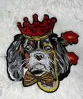 Exclusive, "Royal Crown Doggie" Large Embroidered Patch, Iron-on Applique, Patch for Men and Dog Lovers, 12" Back Patch for Jackets, Hoodies