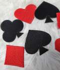 8-pc SET, Playing Card Symbol Patches, Size 2", Iron-on Applique, 2 Hearts, 2 Spades, 2 Clubs, 2 Diamonds, Gift for Spades Player, Card Game