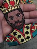 New "Crowned Black King of Spades", Size 4" Iron-on Embroidered Patch, DIY Patch for Men, Small Patch for Hats, Jackets, and more, Metallic