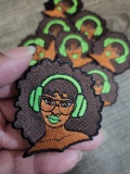 2-pc Set, Mini Patches "Headphone Chic & Fedora Cutie"|Size 2", Iron-on Patches for Shoes, Phone Cases, Makeup Bags, Clothing, Small Patch