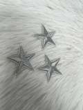 2pc/Mini SILVER Star Applique Set, Star Patch, 1" inch Small Stars, Cool Applique, Iron-on Embroidered Patch, Patches for Clothes and Shoes