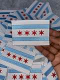 Collectable "Chicago Flag" Iron-On Embroidered Patch; Popular City, Chicago City Flag, Flag Day, Red/White/Blue Flag, 1-pc, Sz. 3.25"x2.15"