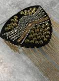 Golden Decorative Shoulder Brooch Set, w/Bling, & Decorative Studded Rivets, Epaulette for Blazers, Jackets, and More, Stylish Accessories