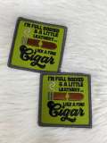 Cigar Lovers,"Full-Bodied & Leathery Like a Fine Cigar" 1-pc, Smokers Gift, Cool Embroidered Patch, Size 3',  Iron-on, Patches for Men, Hats