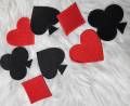 8-pc SET, Playing Card Symbol Patches, Size 2", Iron-on Applique, 2 Hearts, 2 Spades, 2 Clubs, 2 Diamonds, Gift for Spades Player, Card Game