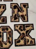 New, LEOPARD Print Letters  w/Black Glitter, Size 2.75" Varsity Letter Patch w/ Iron-on Backing, A-Z Letters, Letters for Diy, Hat Jacket