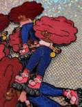 Cute Embroidered Patch, 1-pc "Roller Skating Honey"| Burgundy Afro w/Nose Ring, 4", Iron-on Patch for Clothing, Hats, Shoes, DIY Craft Patch