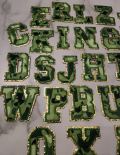 Exclusive, Camo Print Letters  w/Gold Glitter, Size 2.75" Varsity Letter Patch w/ Iron-on Backing, A-Z Letters, Letters for DIY, Hat Jacket