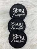 Inspirational,"Stay Focused" Black & White, Iron-on Embroidered Badge, Size 2.75", Minimalist Patch for Hats, Crocs, Apparel and Accessories